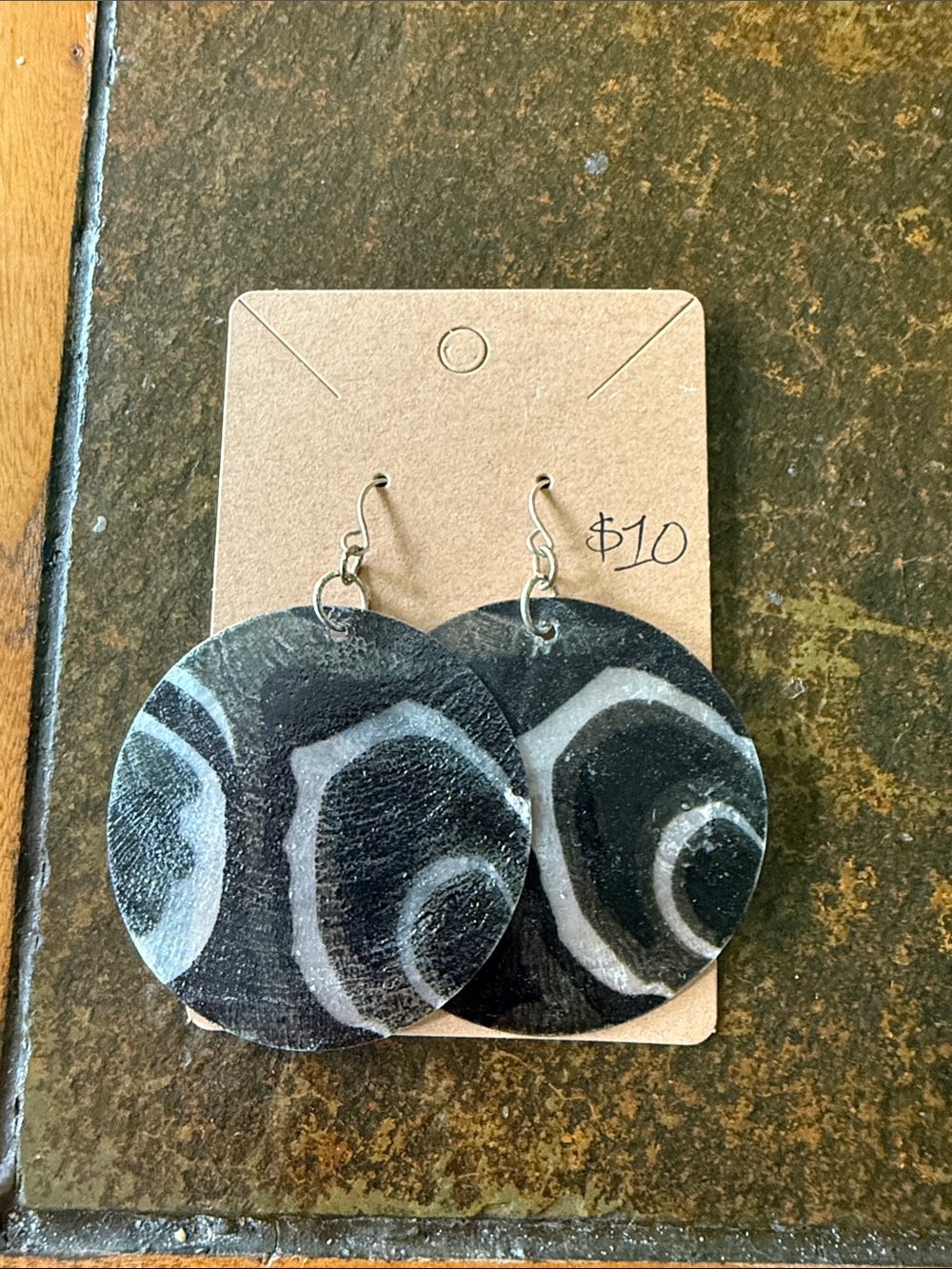 Black & Gray Circular Pattern Earrings